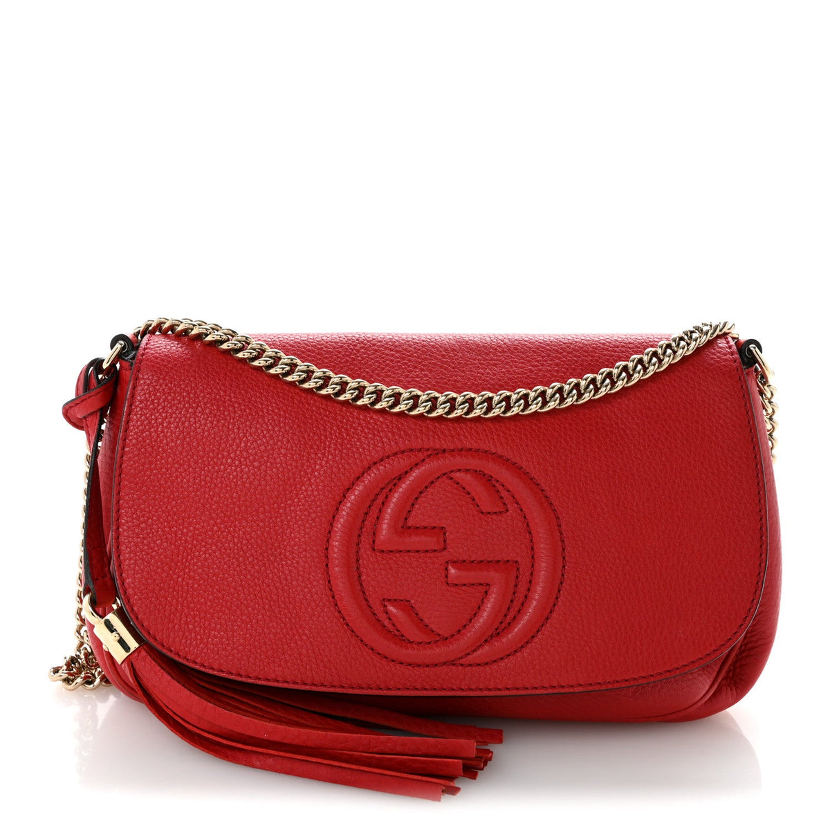 Pebbled Calfskin Medium Soho Flap Crossbody Tabasco Red