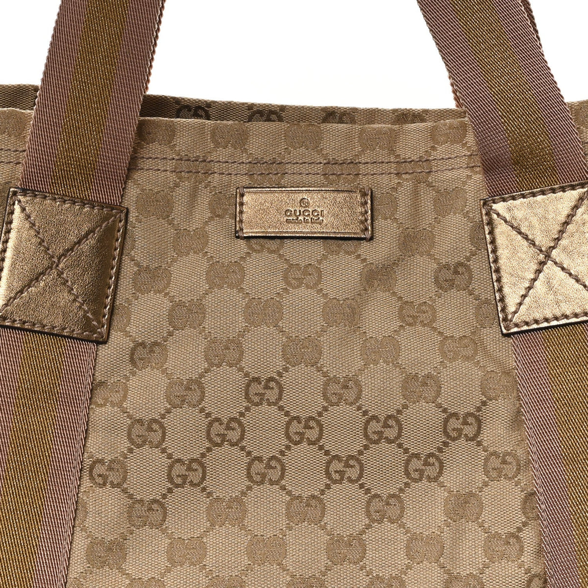 Monogram Medium Web Tote Pink Gold
