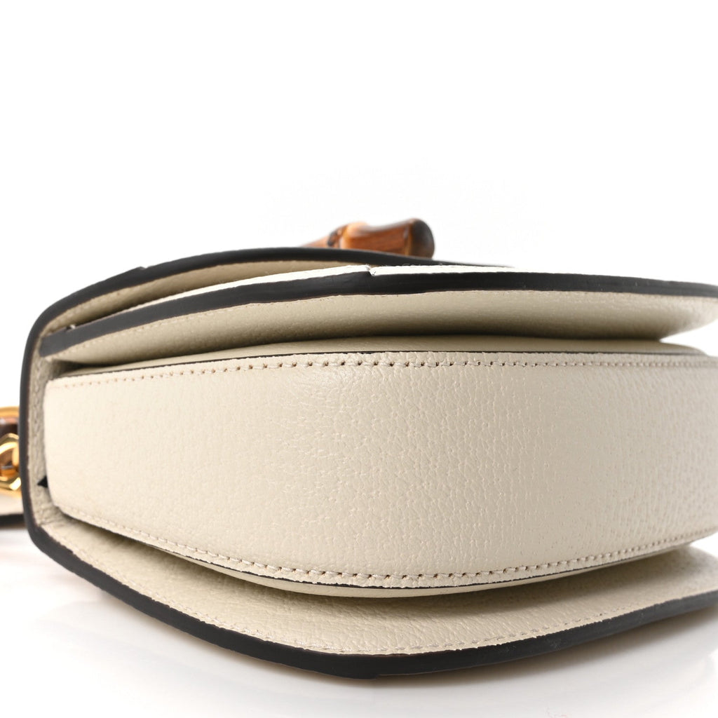 Monogram Jumbo GG Textured Dollar Calfskin Web Small Bamboo 1947 Top Handle Bag Off White