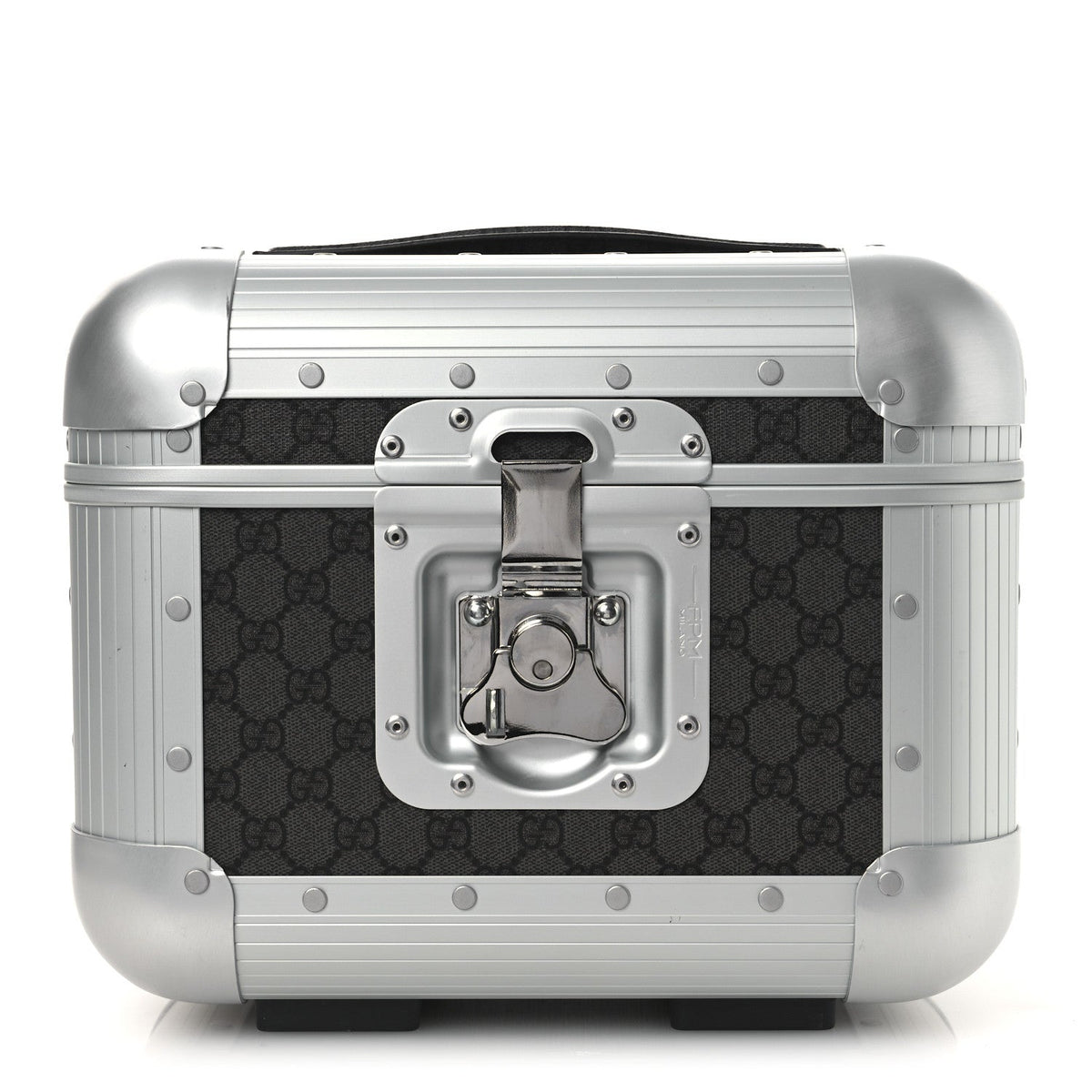 GG Supreme Monogram Aluminum Porter Beauty Case Silver