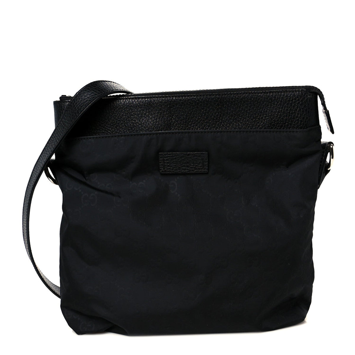 Nylon Monogram Dollar Calfskin Flat Messenger Bag Black