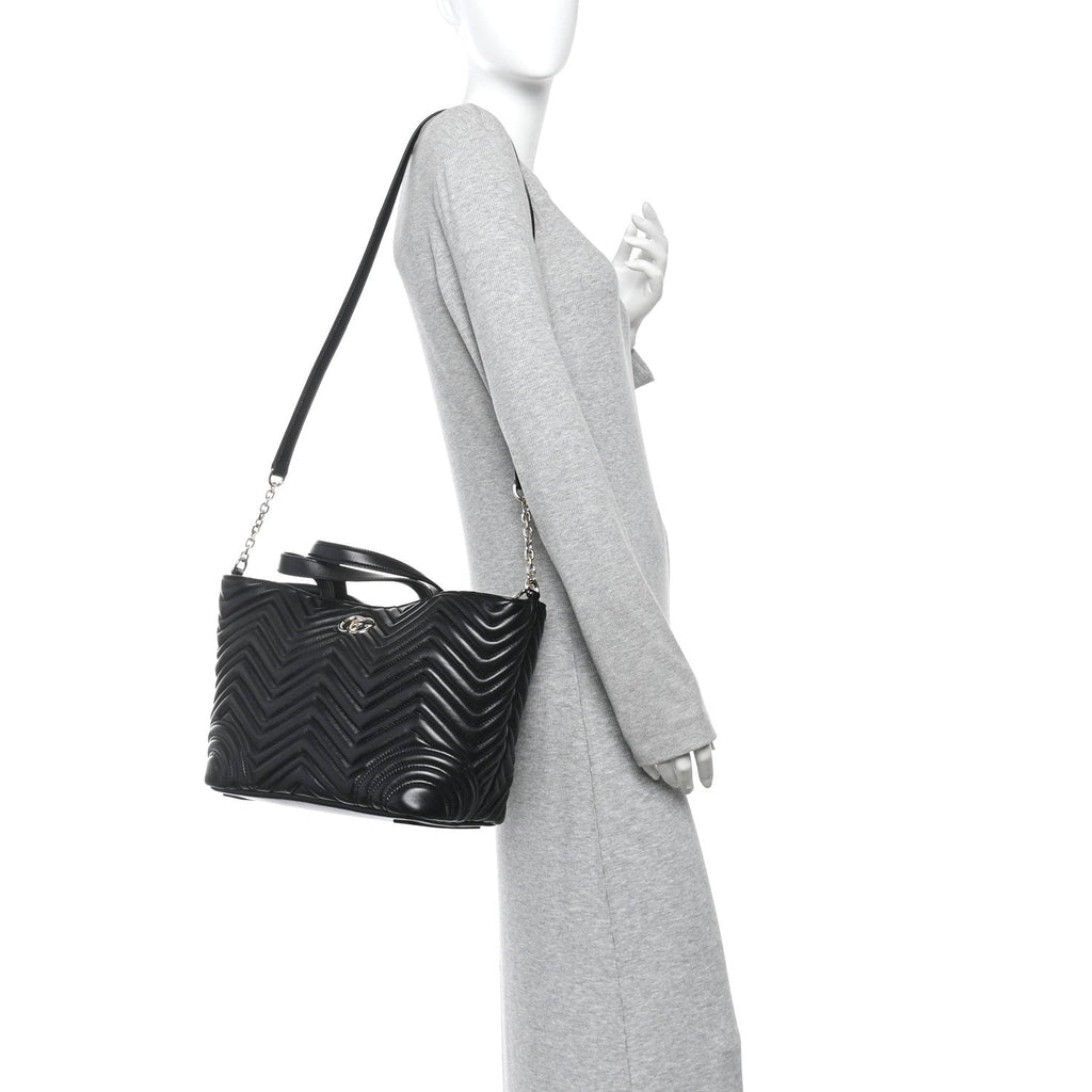 Lambskin Matelasse Medium GG Betty Tote Bag Black