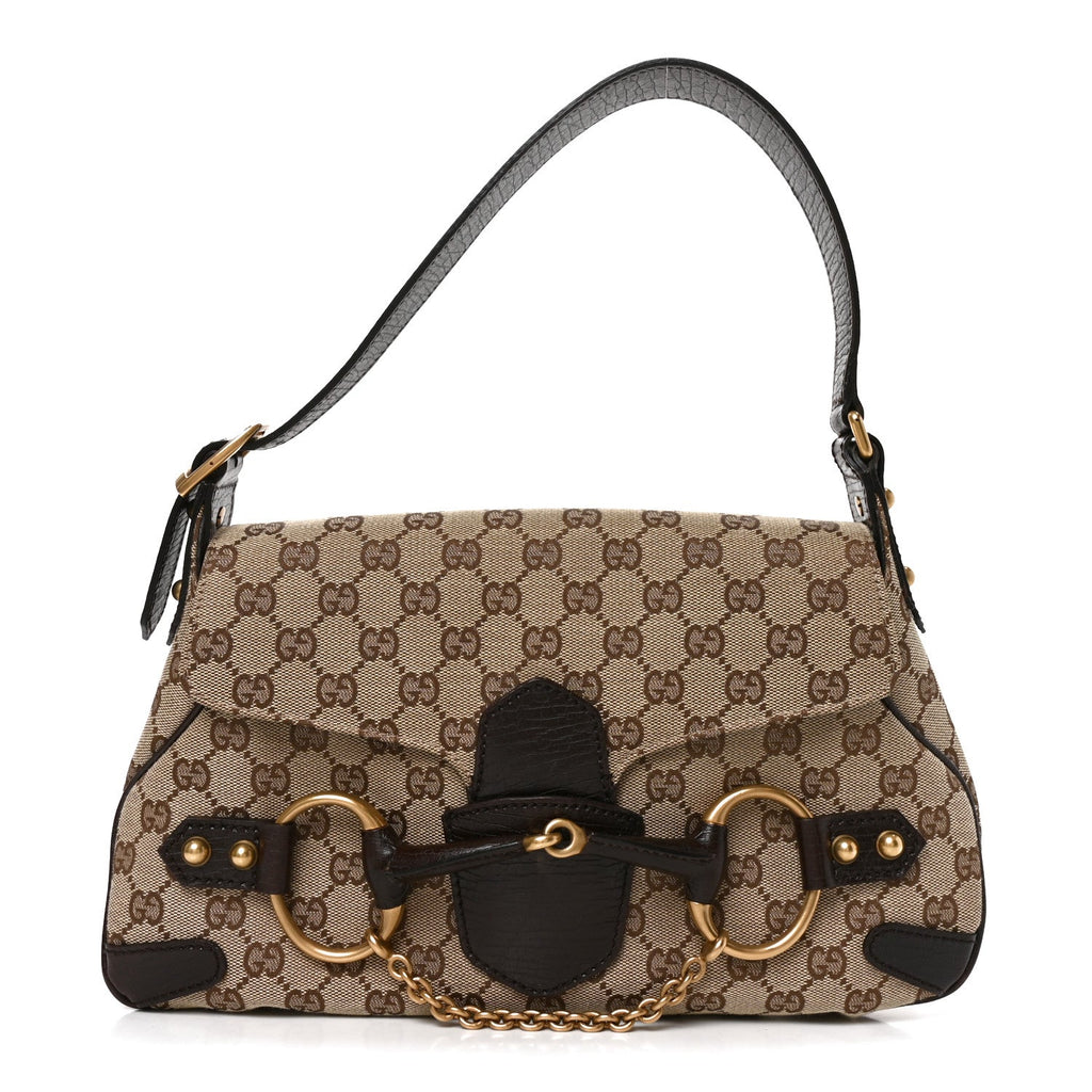 Monogram Horsebit Chain Flap Shoulder Bag Brown