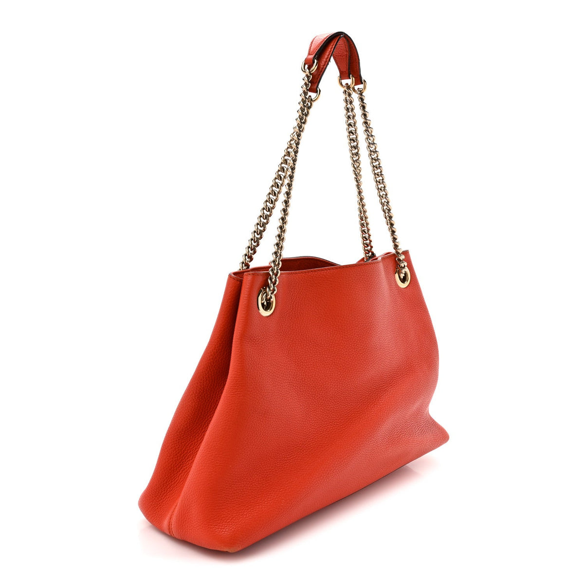 Pebbled Calfskin Medium Soho Chain Shoulder Bag Sun Orange