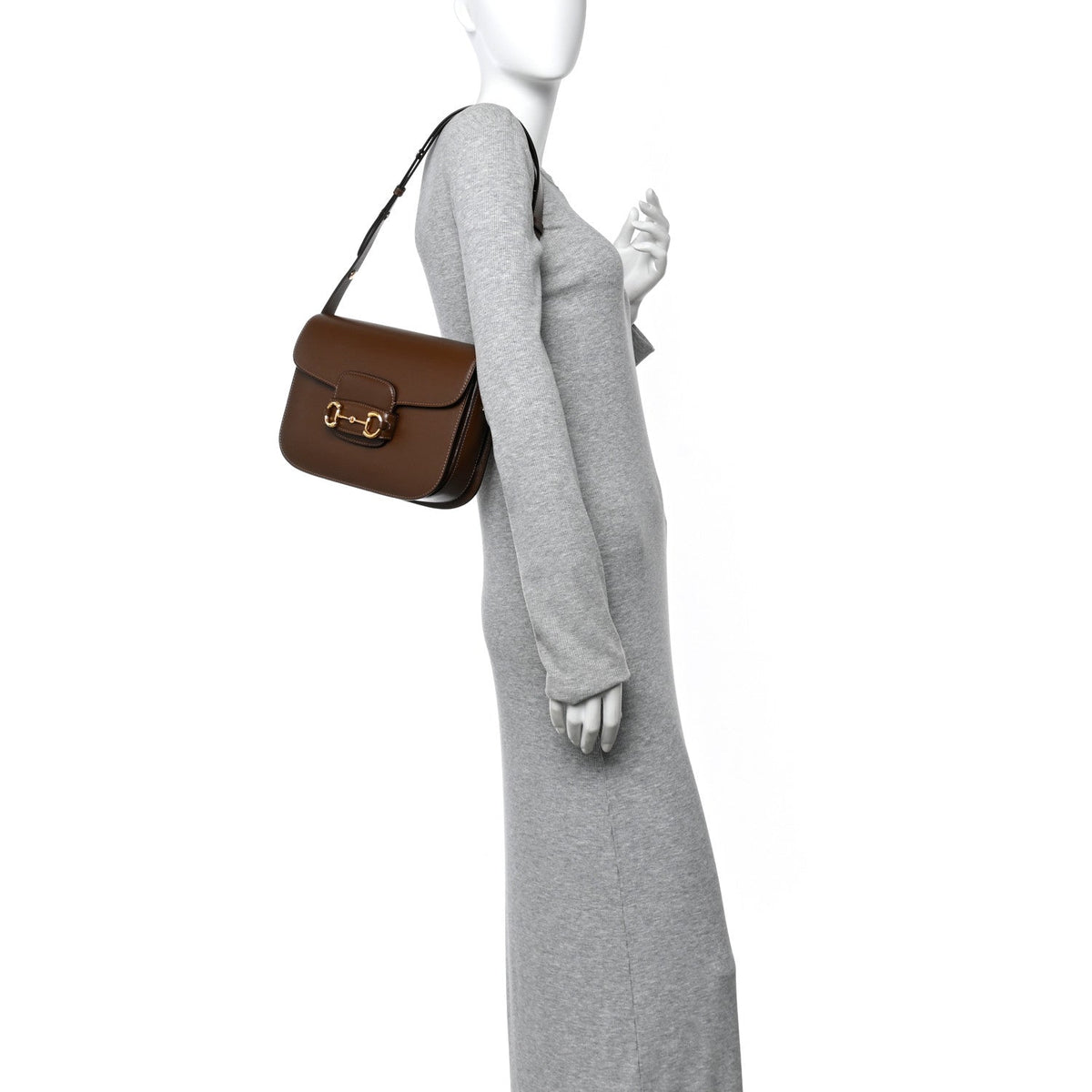 Azalea Calfskin Horsebit 1955 Shoulder Bag Brown Sugar