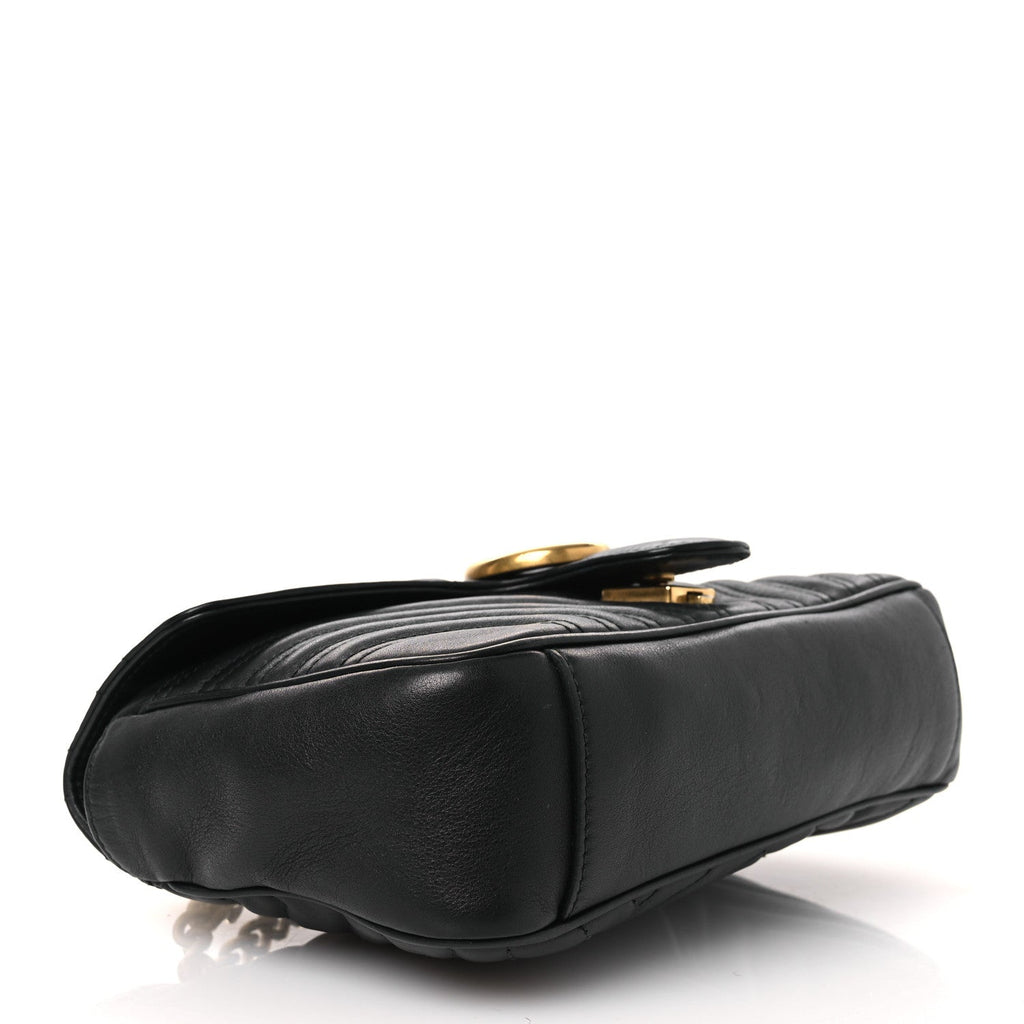 Calfskin Matelasse Small GG Marmont Shoulder Bag Black