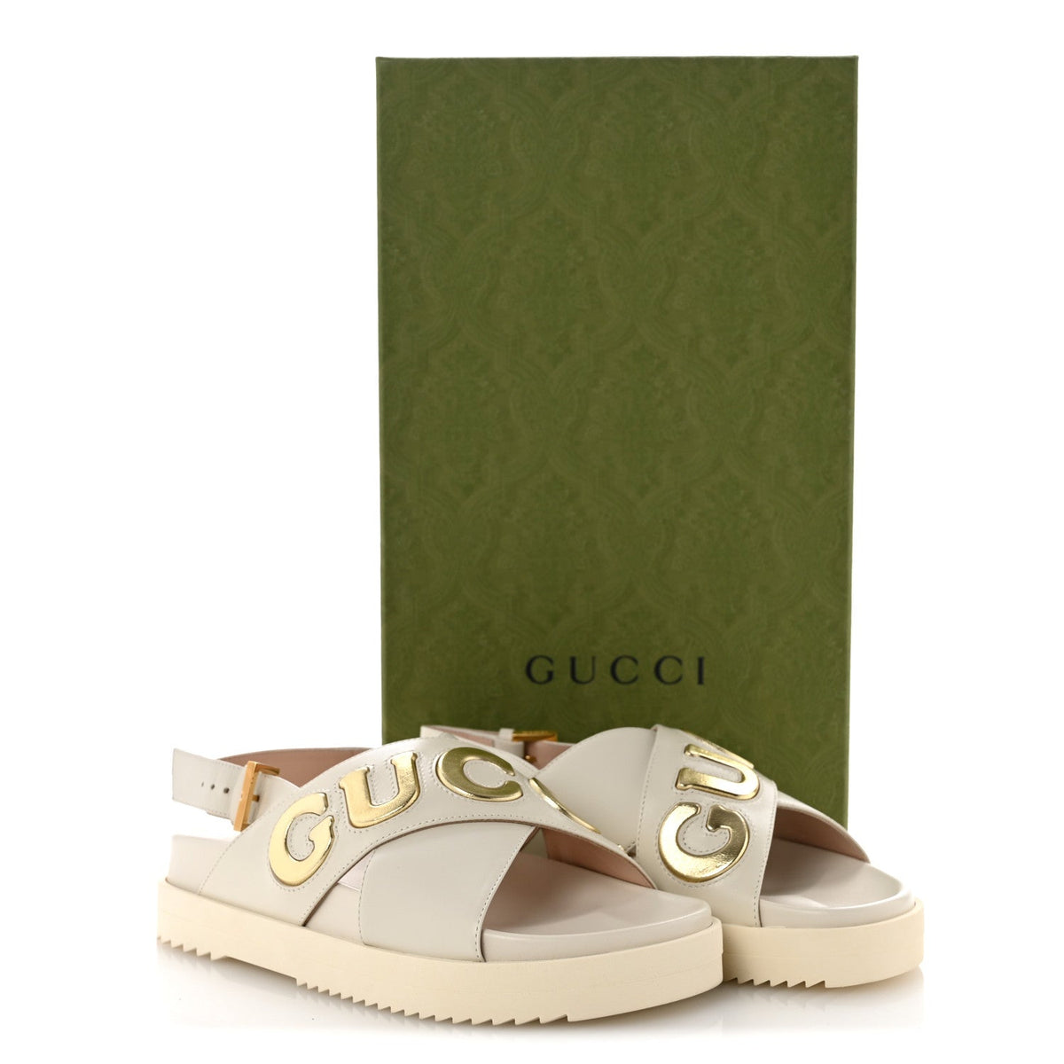 Calfskin Elizabeth Nappa Charlotte Logo Slingback Sandals 35 Mystic White Platino