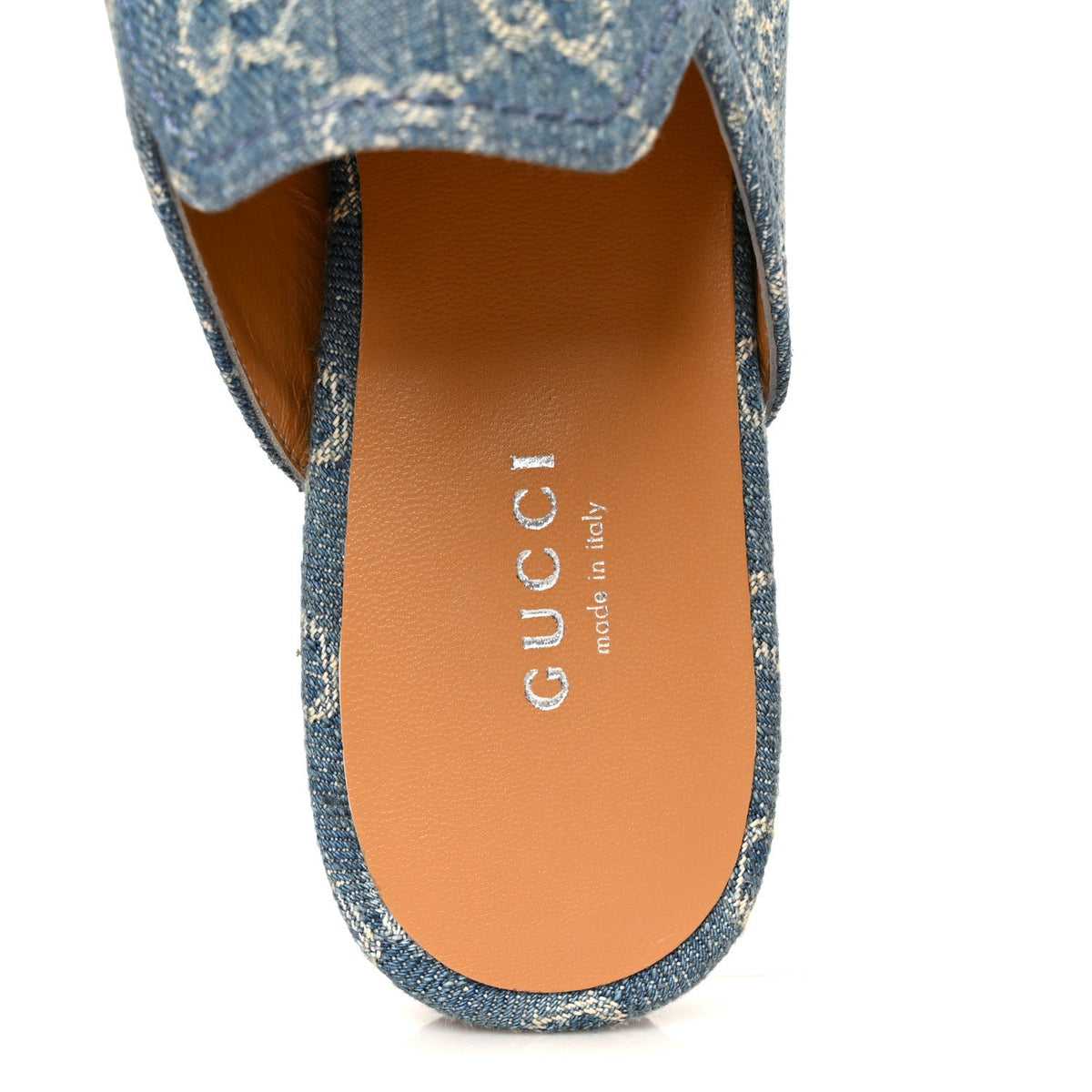 New Denim GG Malaga Kid Womens Princetown Slippers 36.5 Light Blue Royale