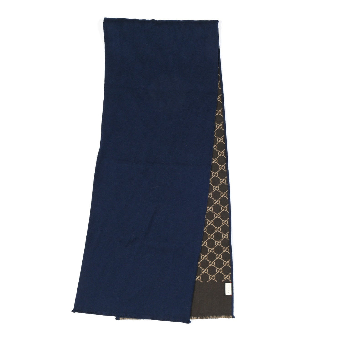 Wool Silk GG Monogram Ripon Simple Scarf Brown Blue