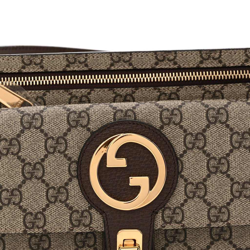 GG Supreme Monogram Textured Dollar Calfskin Blondie Belt Bag Beige Ebony New Acero