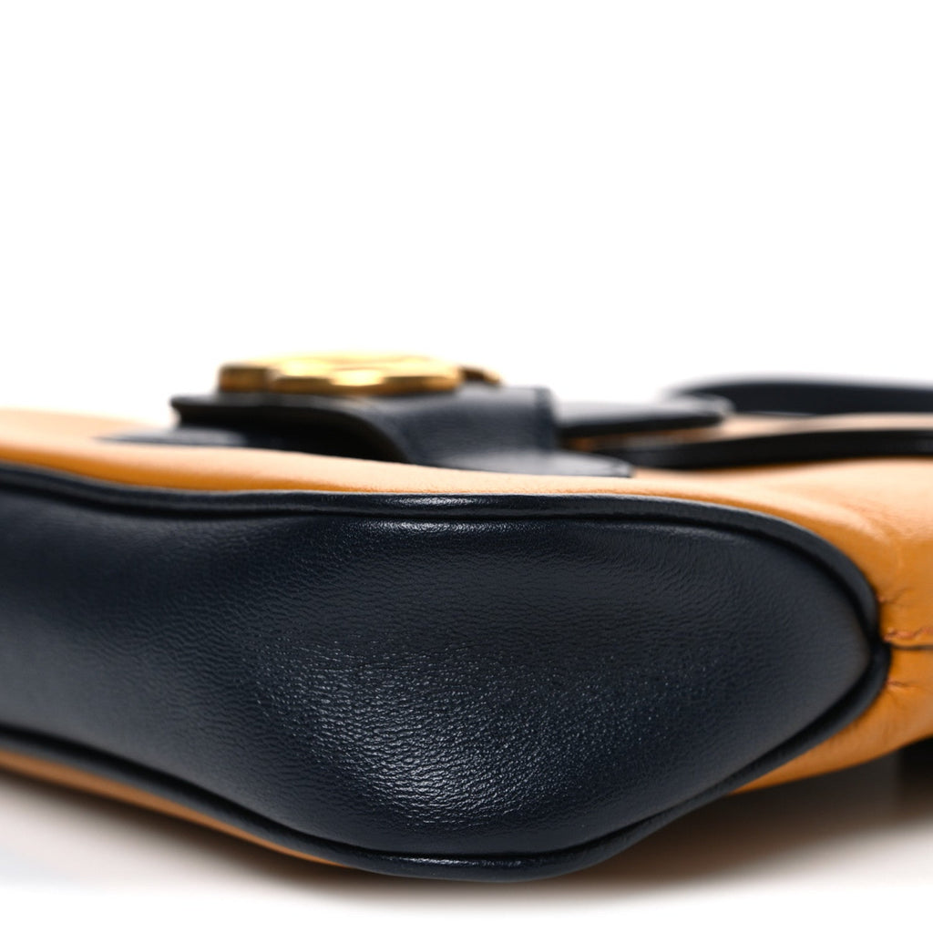 New Sakai Calfskin Lux Small Dahlia Messenger Shoulder Bag Yellow Black