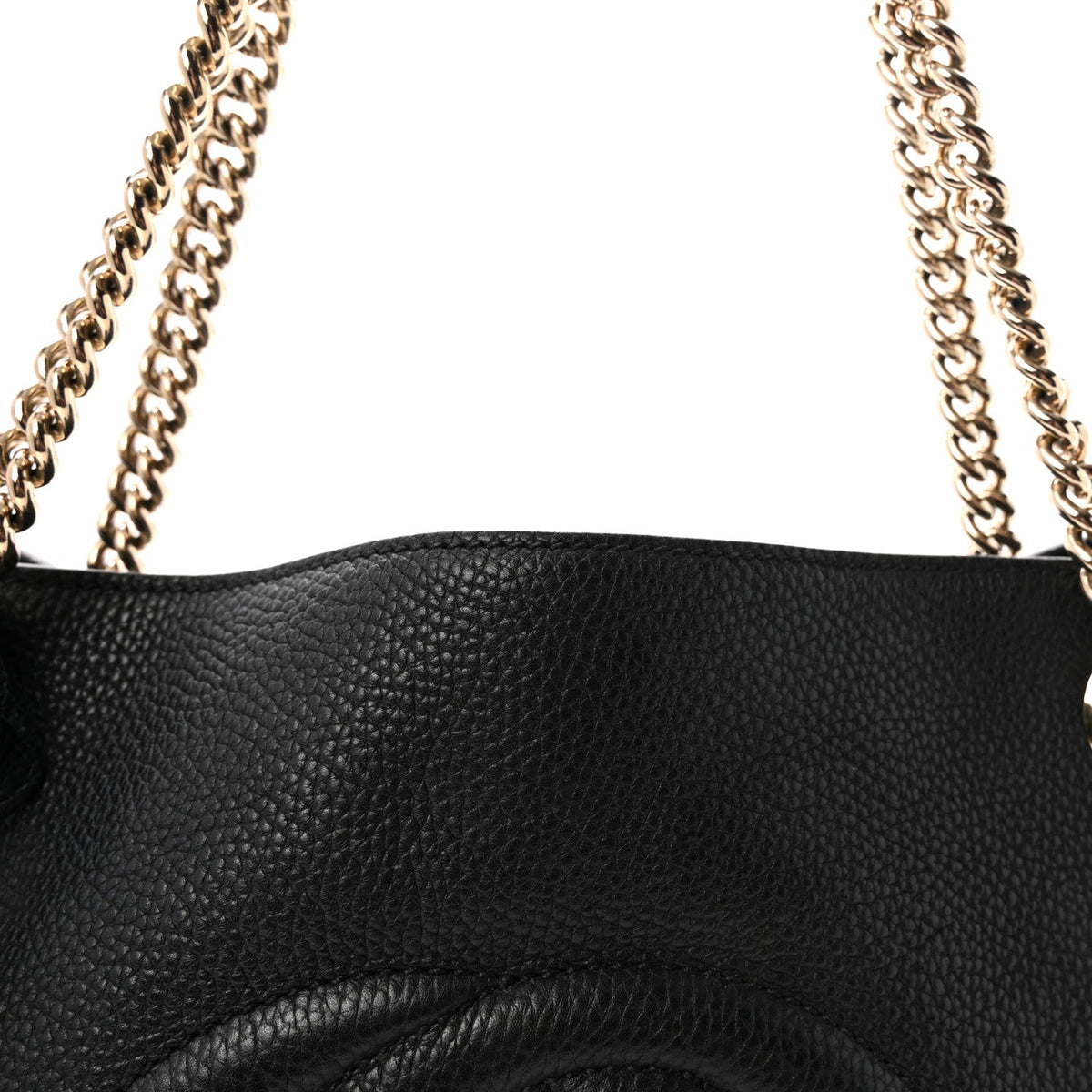Pebbled Calfskin Medium Soho Chain Shoulder Bag Black