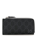 GG Supreme Monogram Zip Card Case Black Grey