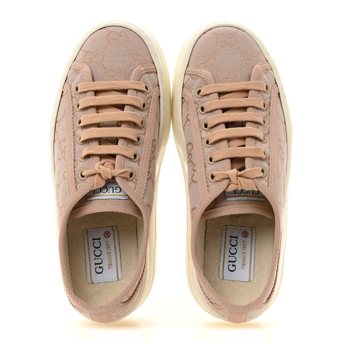 GG Monogram Womens 1977 Tennis Platform 52mm Sneakers 36 Skin Rose