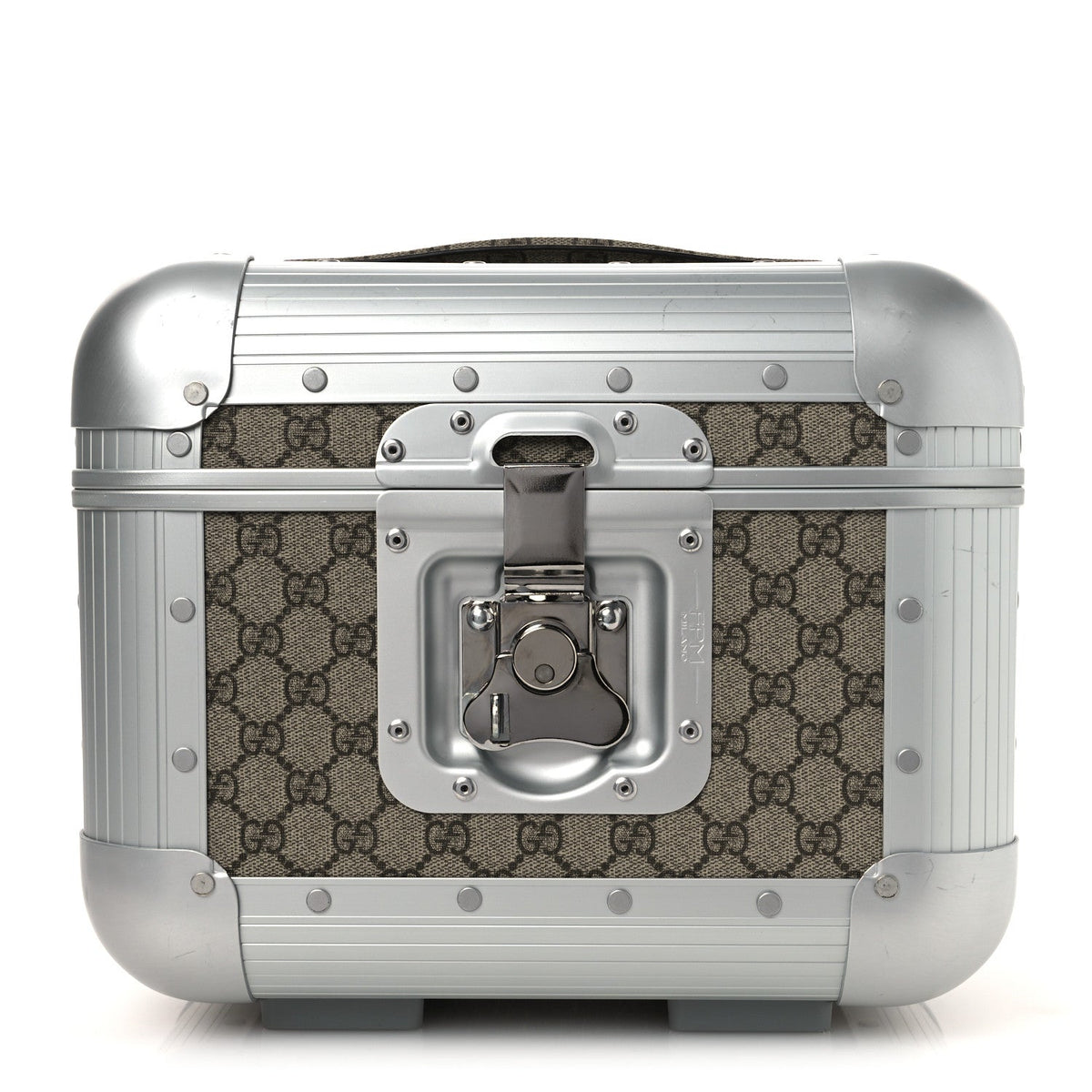 GG Supreme Monogram Aluminum Porter Beauty Case Silver