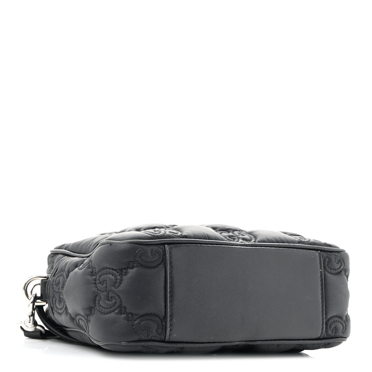 Nylon Calfskin Enamel GG Matelasse Shoulder Bag Black