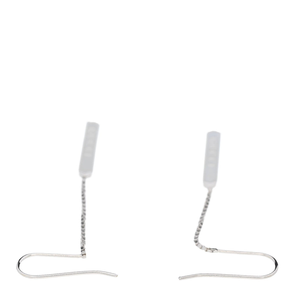 18K White Gold Bar Drop Earrings