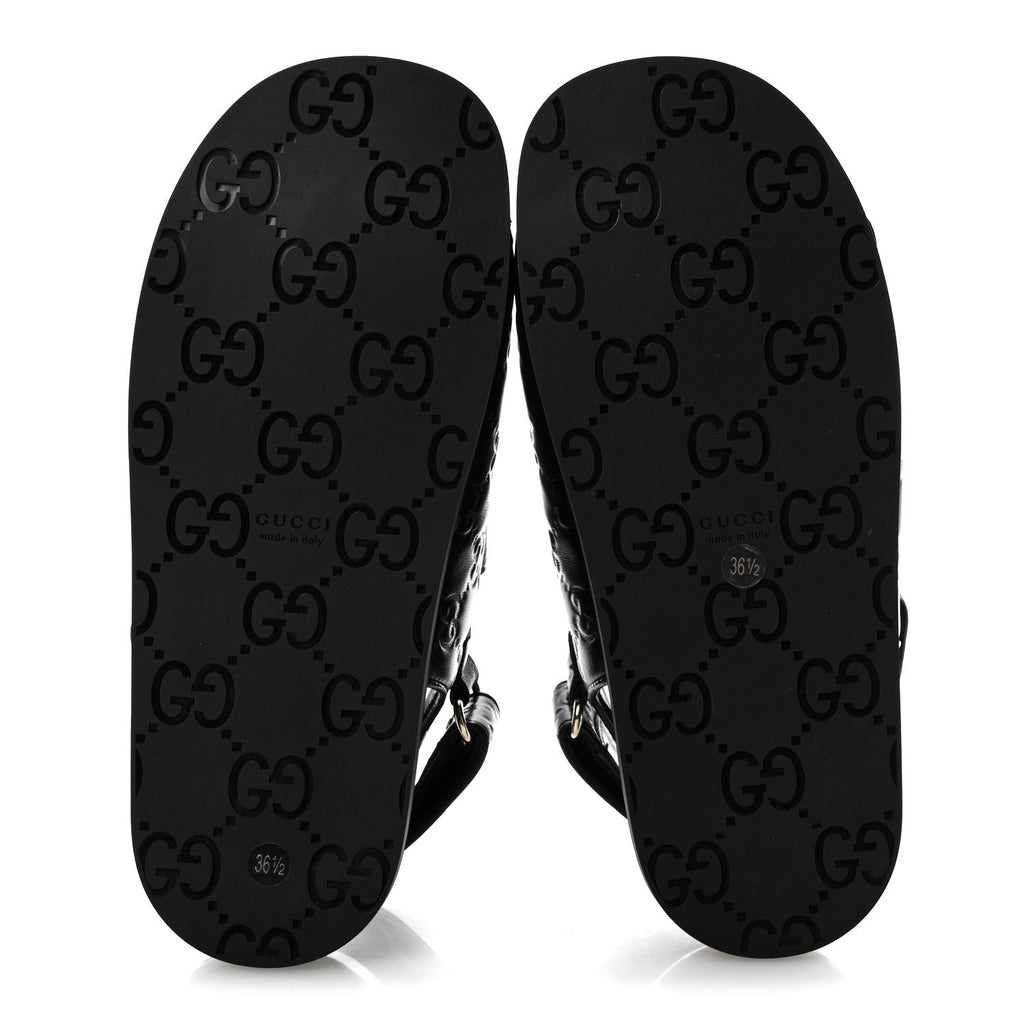 Guccissima GG Embossed Womens Sandals 36.5 Black