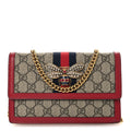GG Supreme Monogram Web Queen Margaret Chain Wallet Red