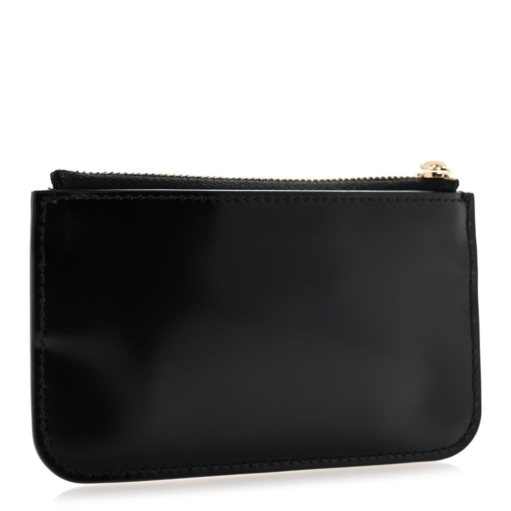 Patent Calfskin Bamboo Key Pouch Black