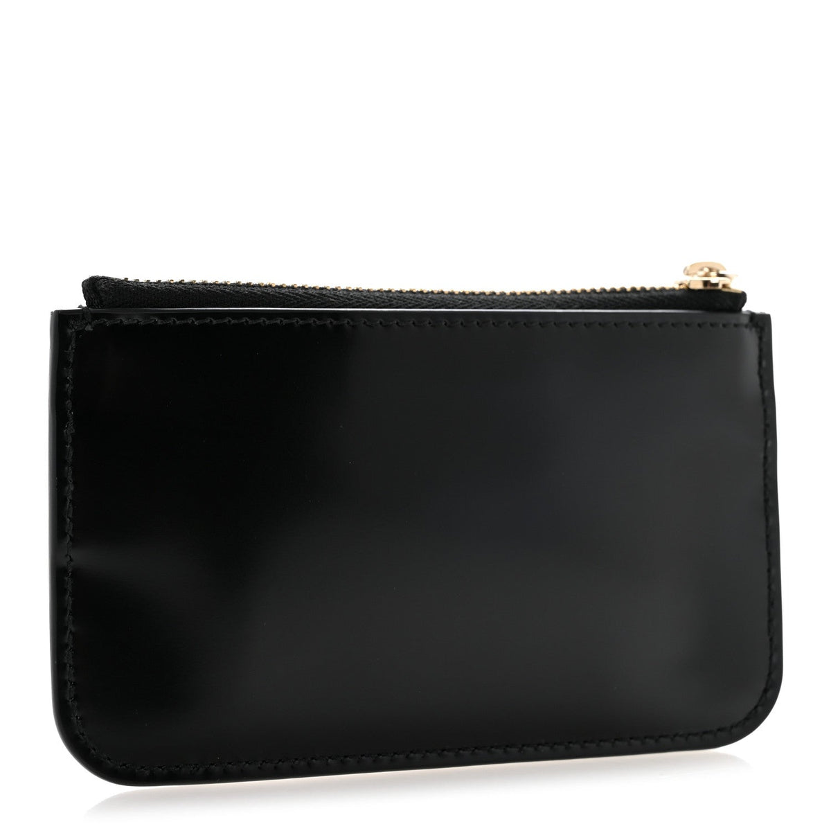 Patent Calfskin Bamboo Key Pouch Black
