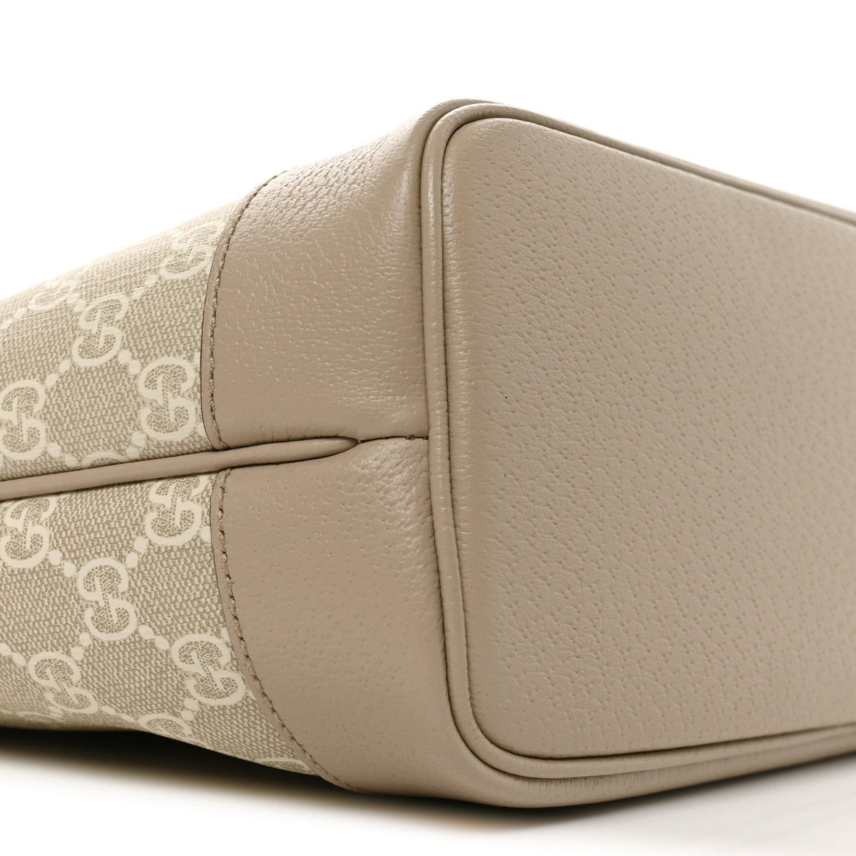 GG Supreme Monogram Textured Dollar Calfskin Small Ophidia Shoulder Tote Bag Beige Mystic White Oatmeal