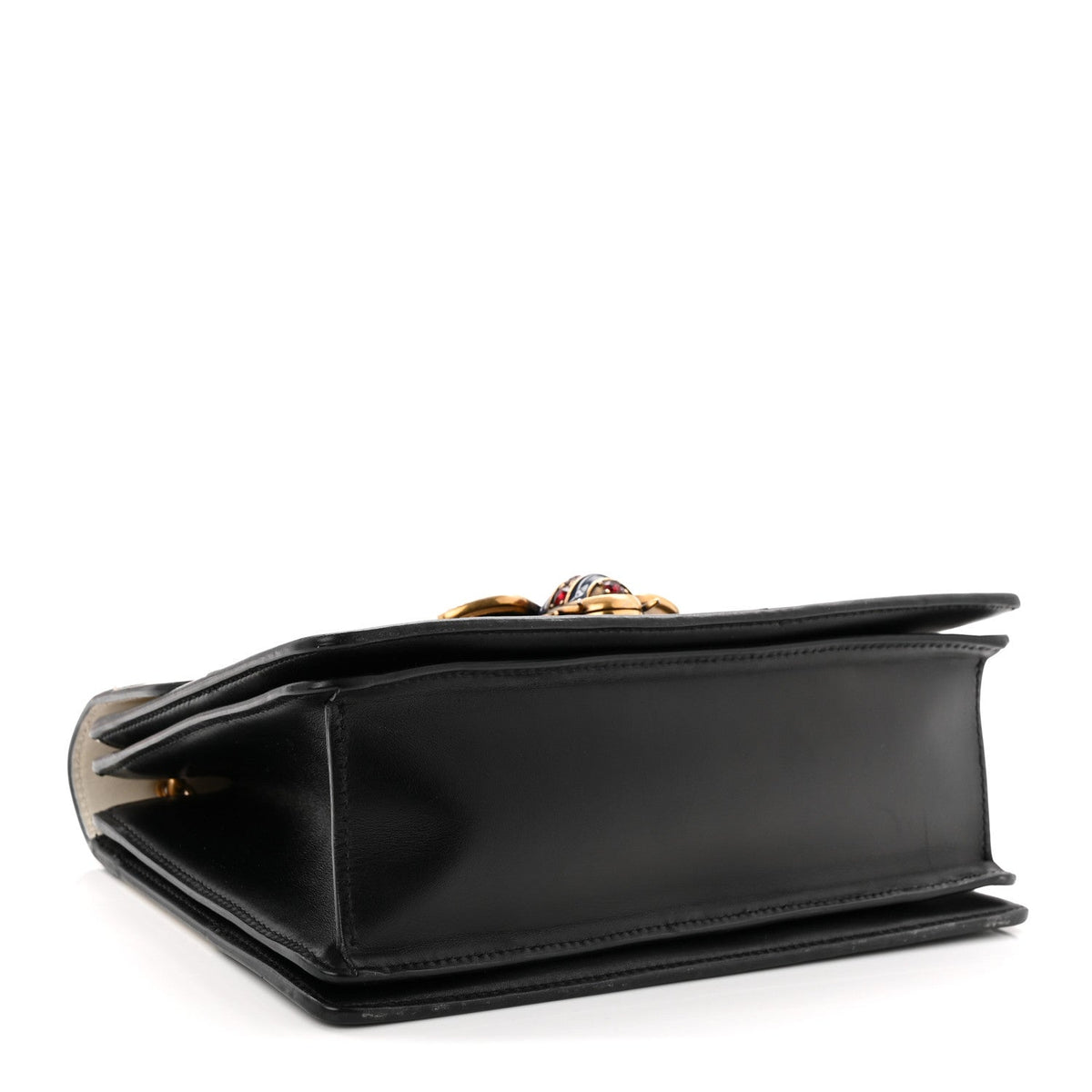 Calfskin Sylvie Web Small Queen Margaret Top Handle Bag Black White