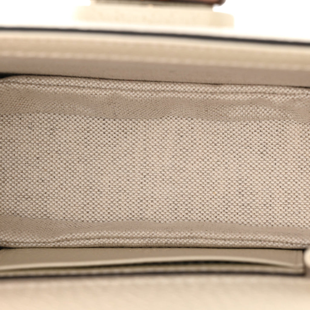 Monogram Jumbo GG Textured Dollar Calfskin Web Mini Bamboo 1947 Top Handle Bag Off White