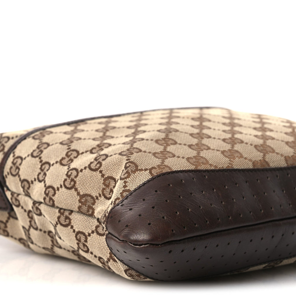 Monogram Calfskin Perforated Medium Flat Messenger Bag Dark Brown