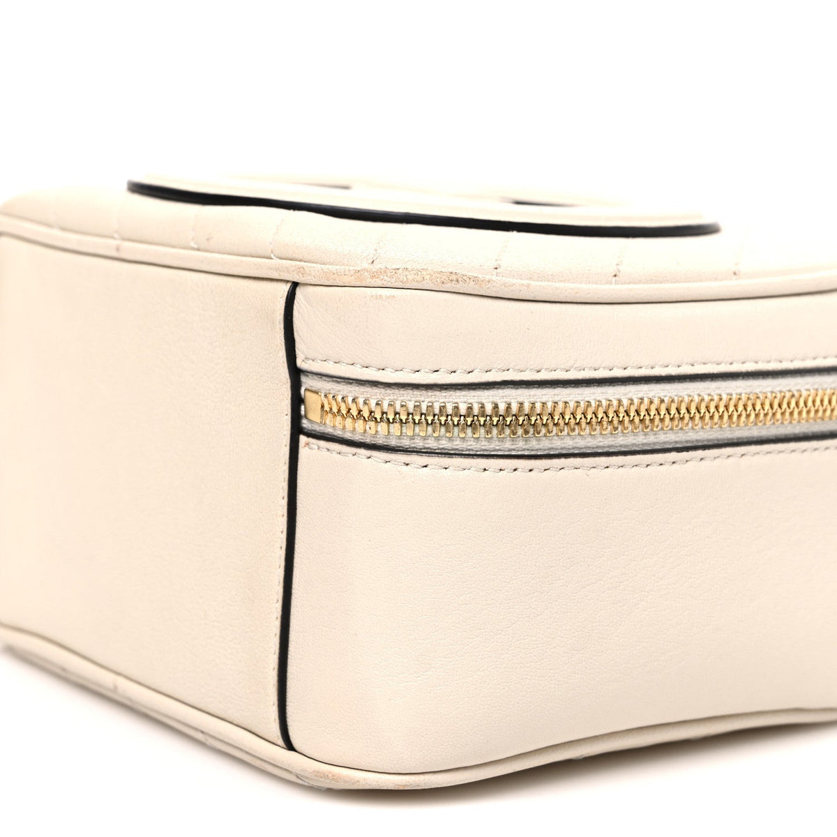 Sakai Be Green Calfskin Diagonal Stitched Blondie Top Handle Bag Mystic White
