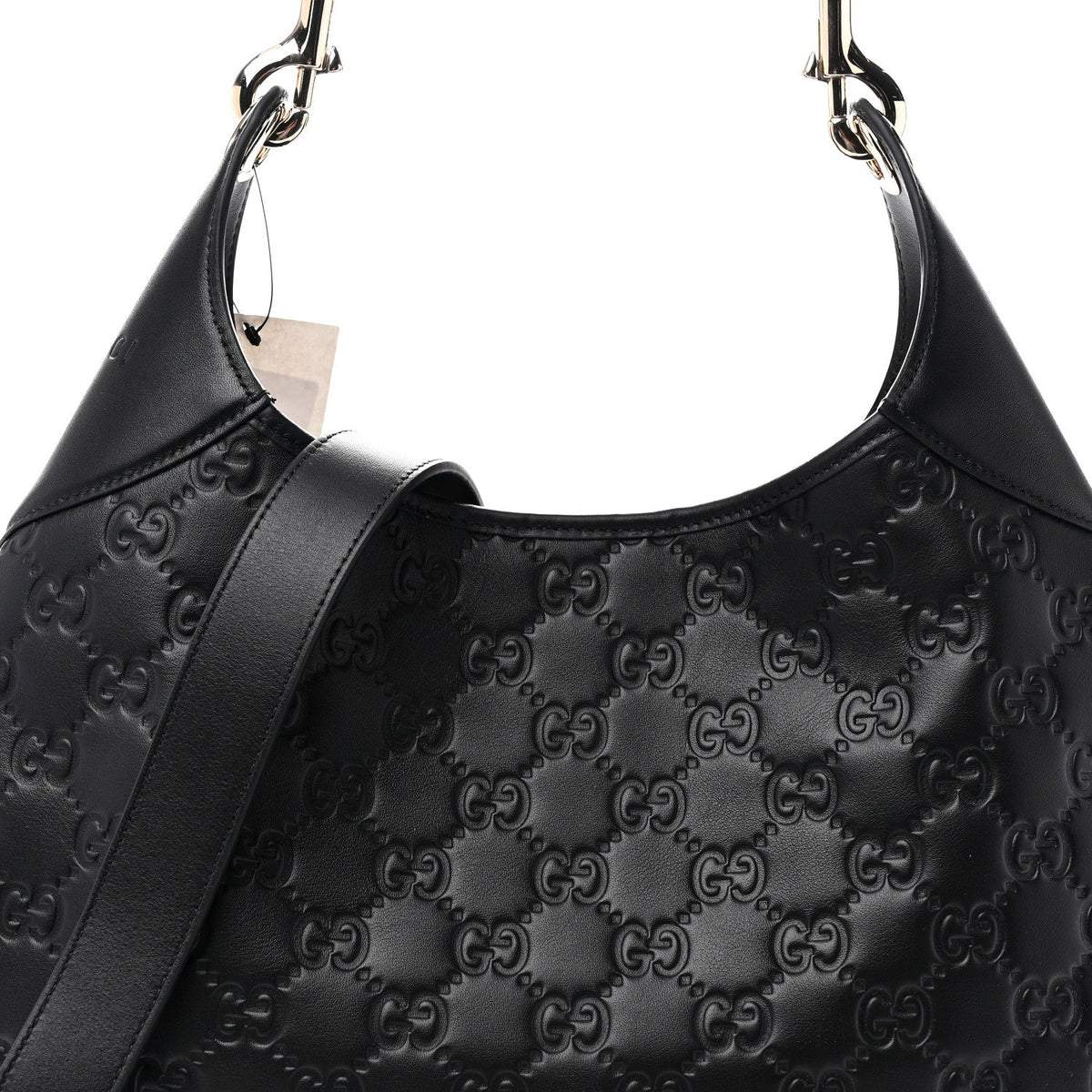 GG Calfskin Embossed B Medium Shoulder Bag Arabella Black