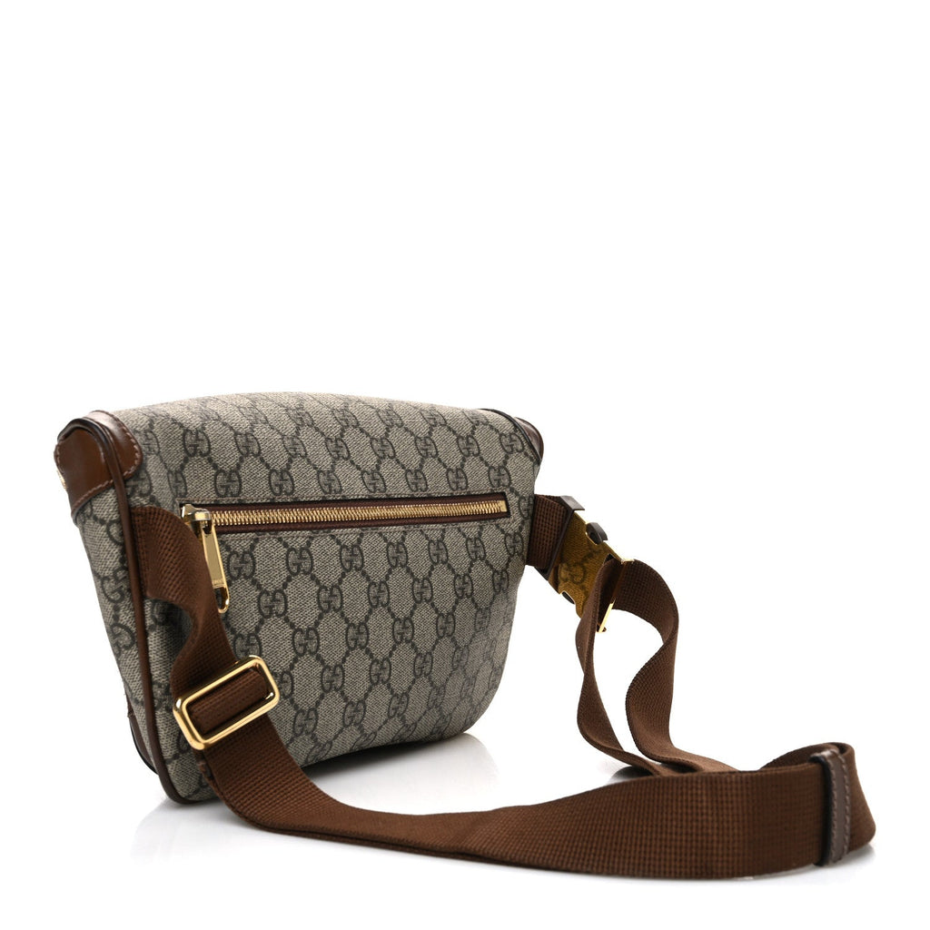 GG Supreme Monogram Textured Calfskin Retro Interlocking G Belt Bag Beige Ebony Brown Sugar