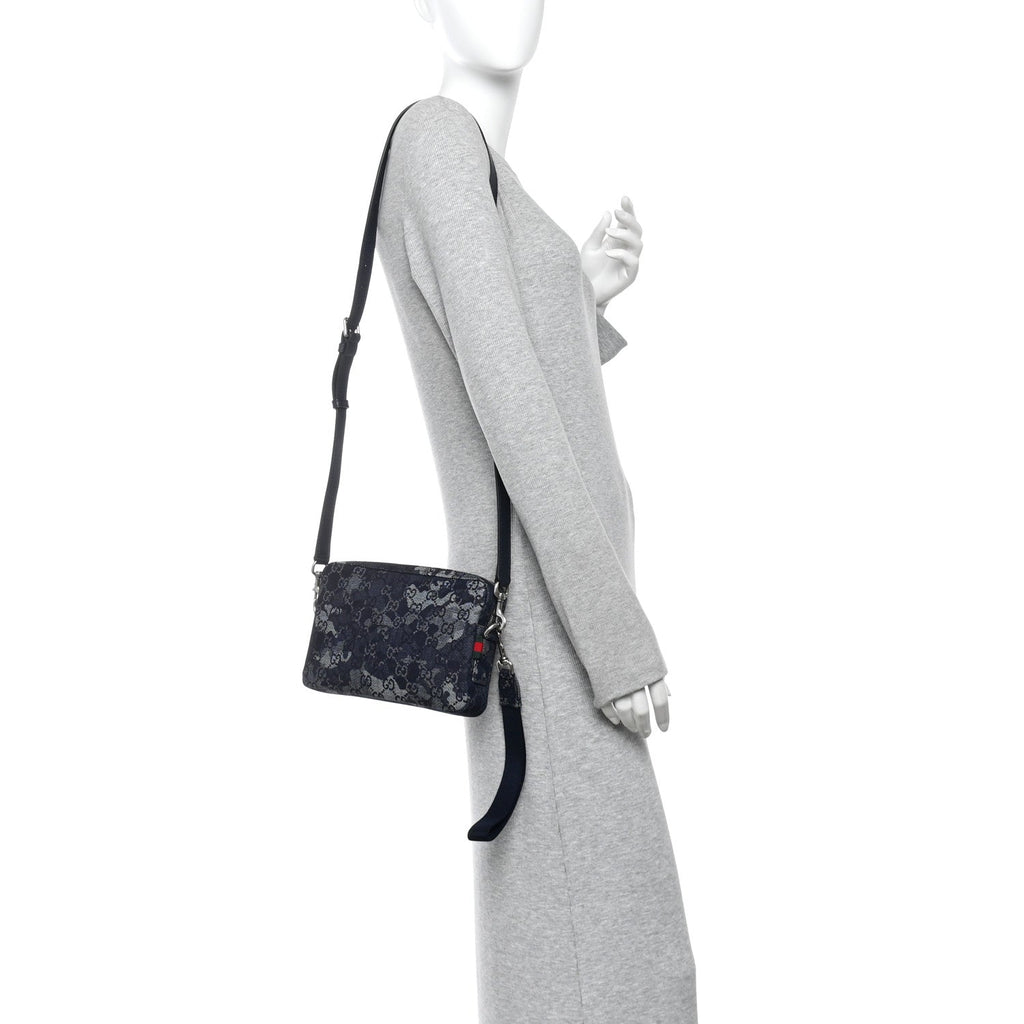 Denim GG Monogram Camouflage Small Crossbody Bag Blue