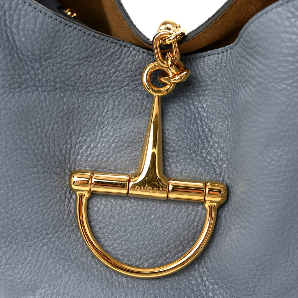 Grained Calfskin Softbit Maxi Shoulder Bag Dusty Blue