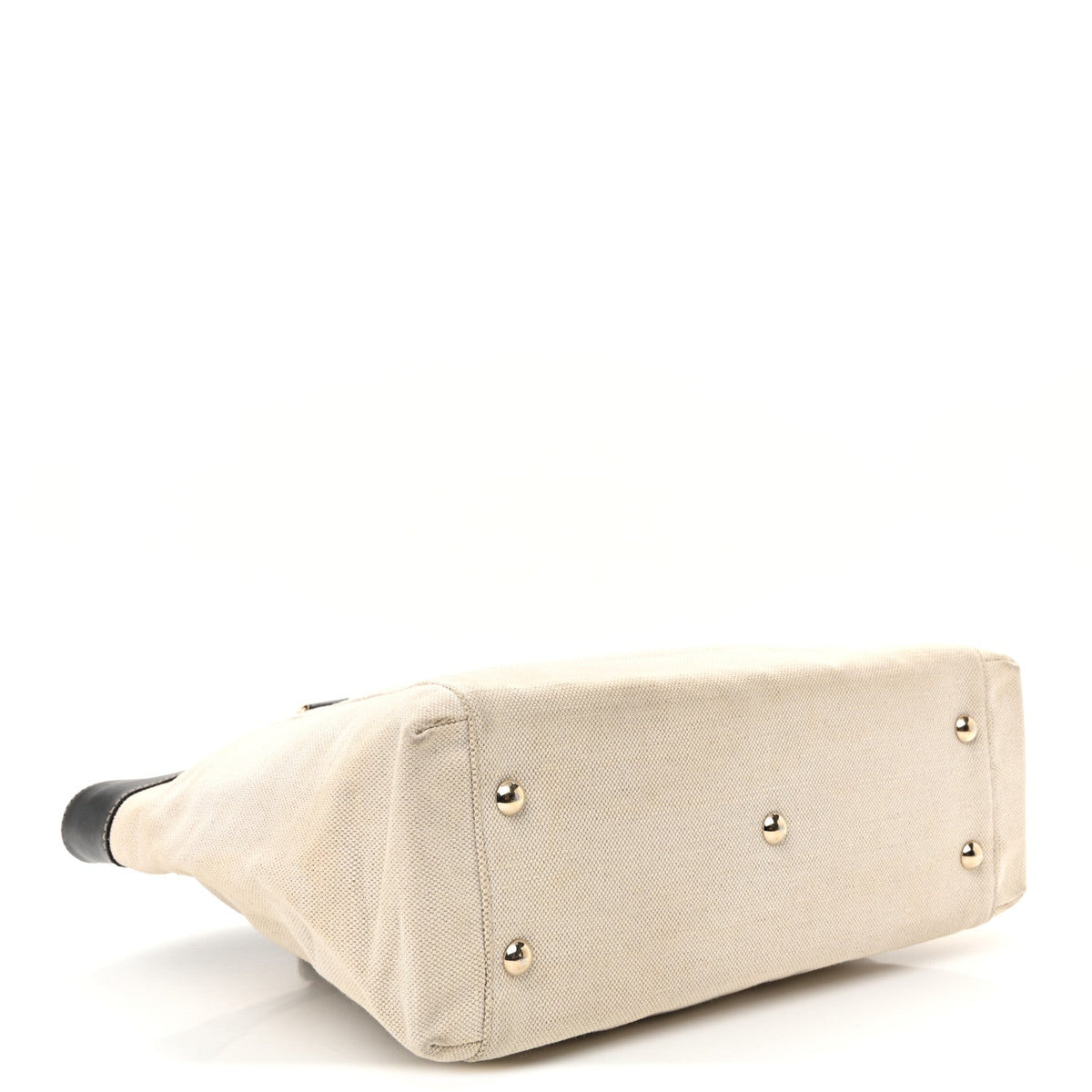 Calfskin Canvas Tote Black White