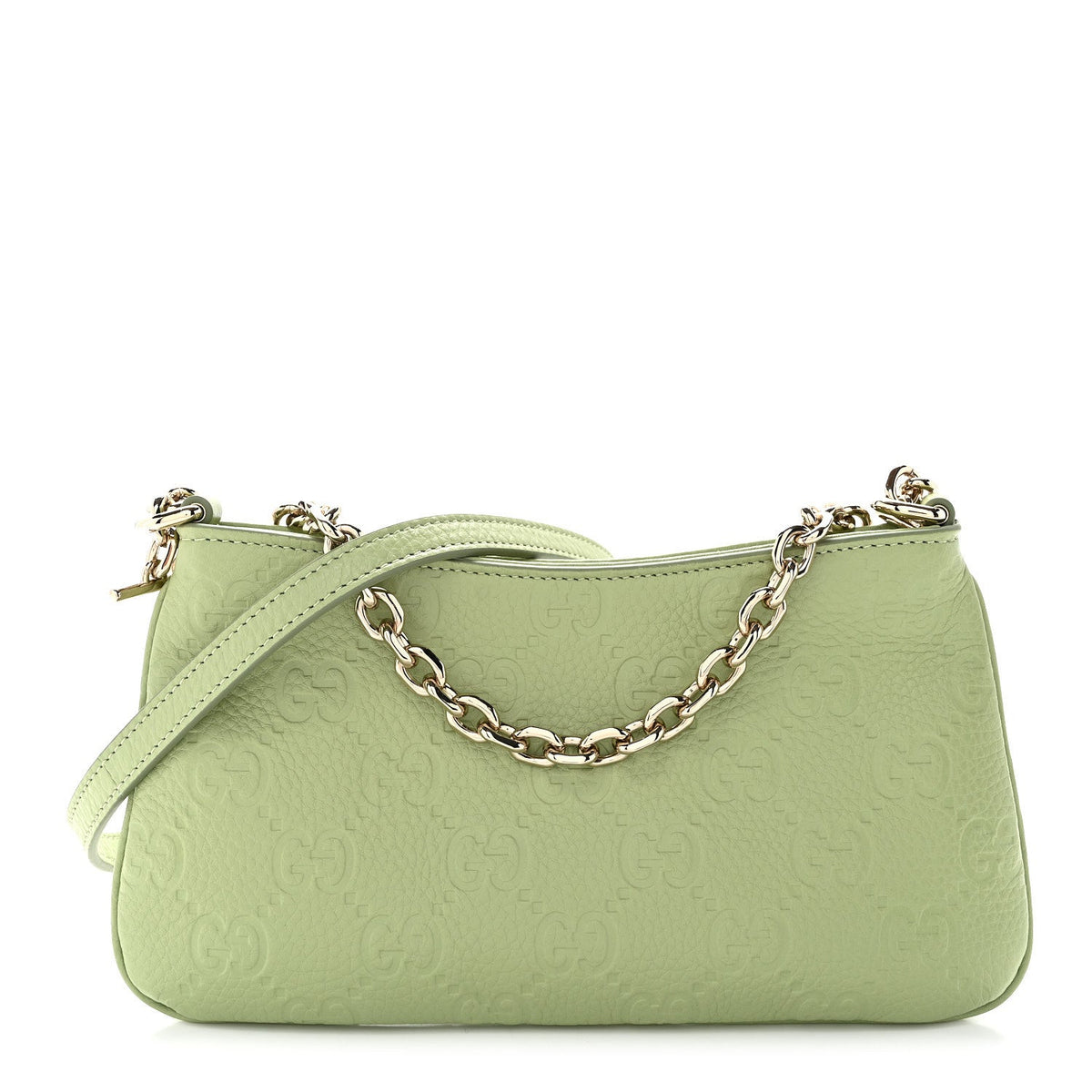 GG Grainy Calfskin Emblem Super Mini Shoulder Bag Sage Leaf