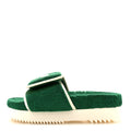 X ADIDAS Terry Cloth Trefoil GG Monogram Womens Platform Sandals 36 Green Off White
