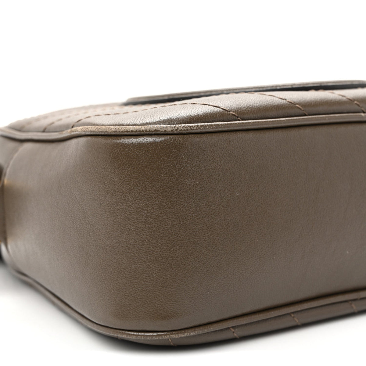 Sakai Be Green Calfskin Diagonal Stitched Small Blondie Shoulder Bag Craclet Brown
