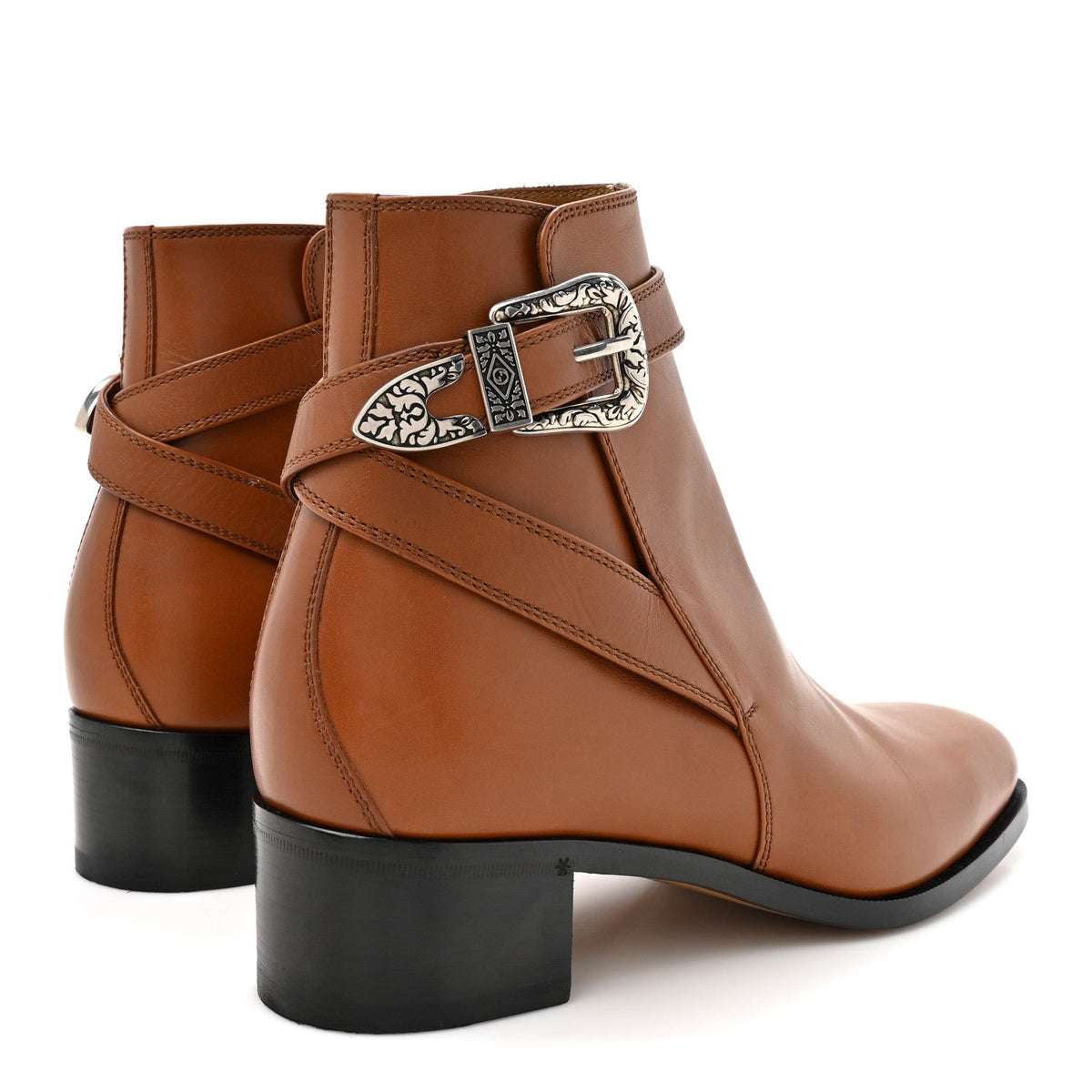 Calfskin Jakarta Buckle Boots 9 Cuir
