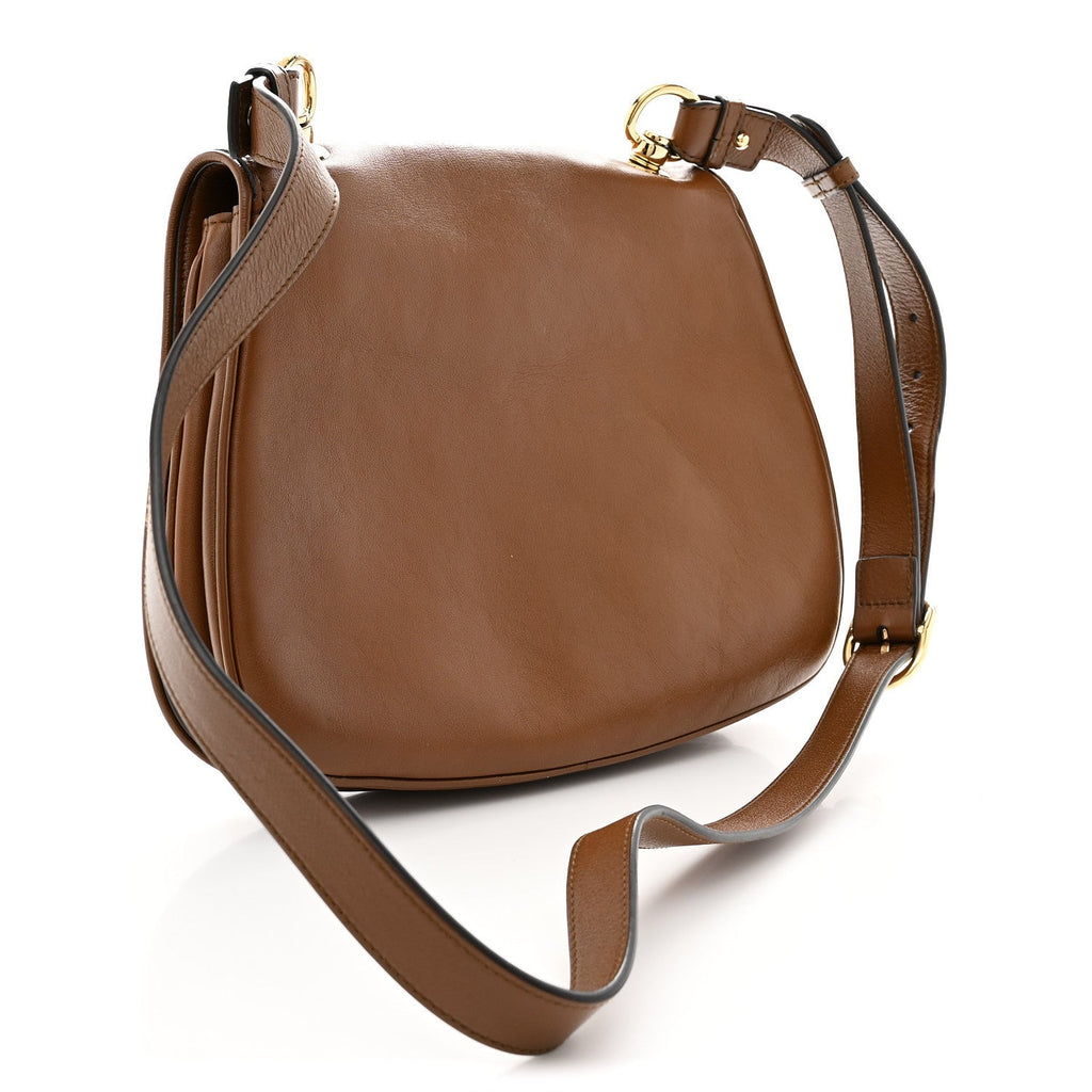 Roxy Calfskin Web Medium Blondie Shoulder Flap Bag Cuir