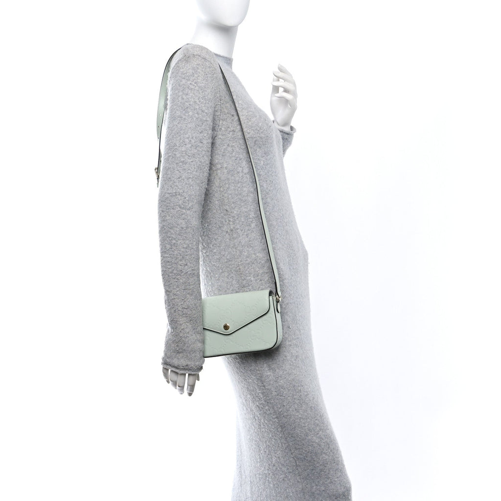 Calfskin GG Super Mini Shoulder Bag Pale Green