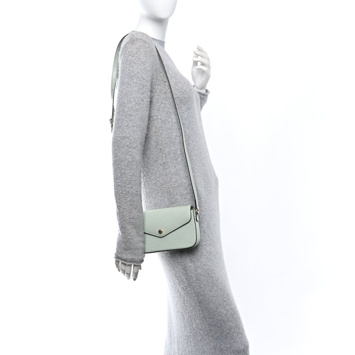 Calfskin GG Super Mini Shoulder Bag Pale Green