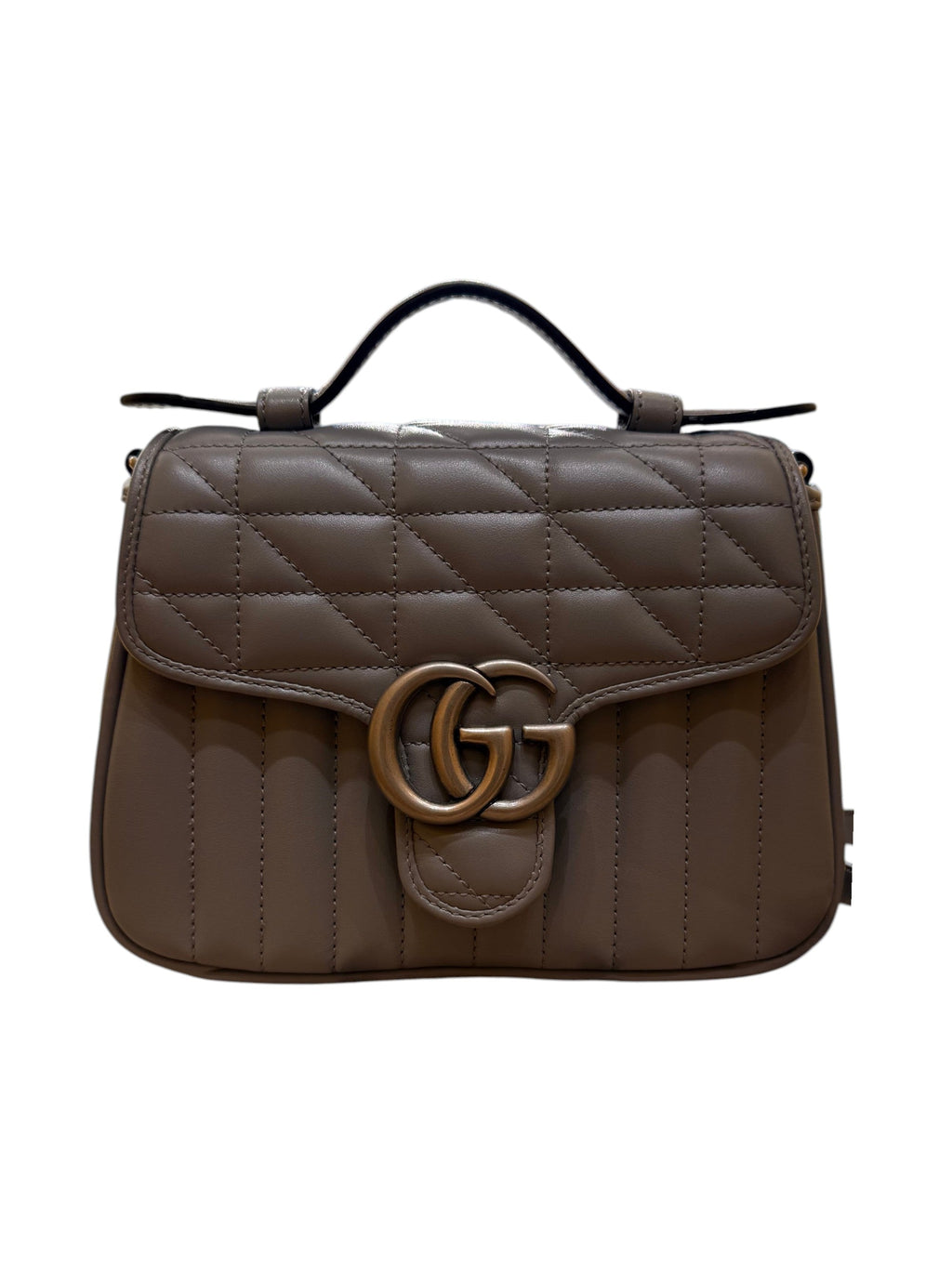 GG Marmont Top Handle Flap Bag Mixed Matelasse Leather Mini