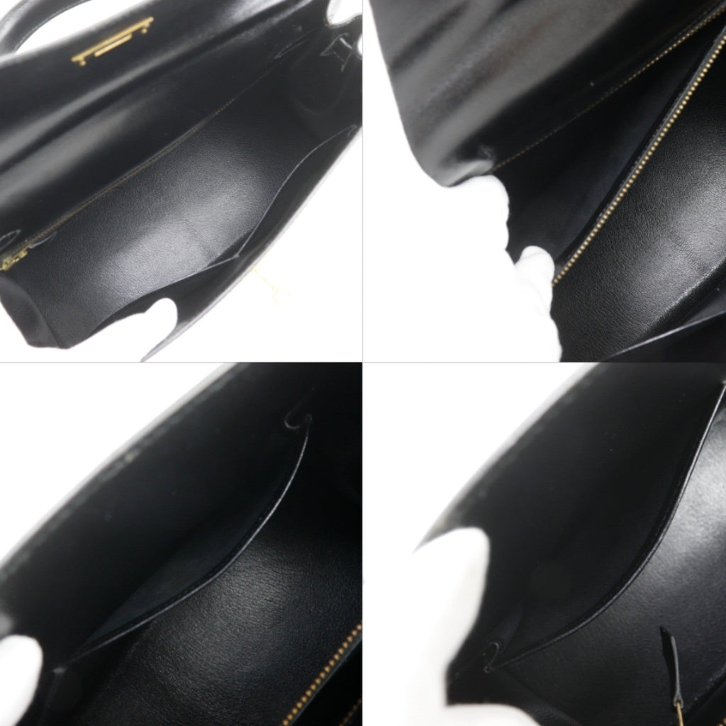 Kelly Handbag Black Box Calf with Gold Hardware 32