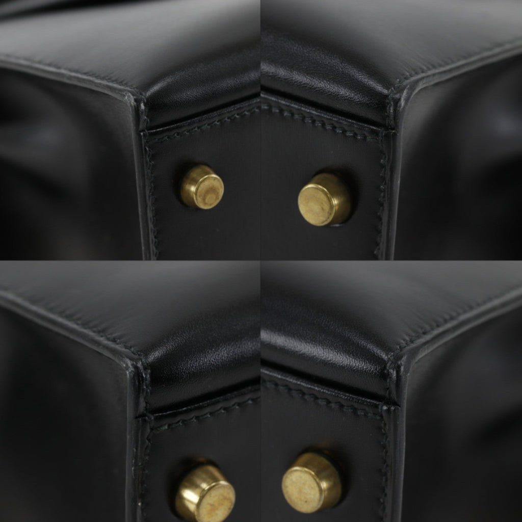 Kelly Handbag Black Box Calf with Gold Hardware 32