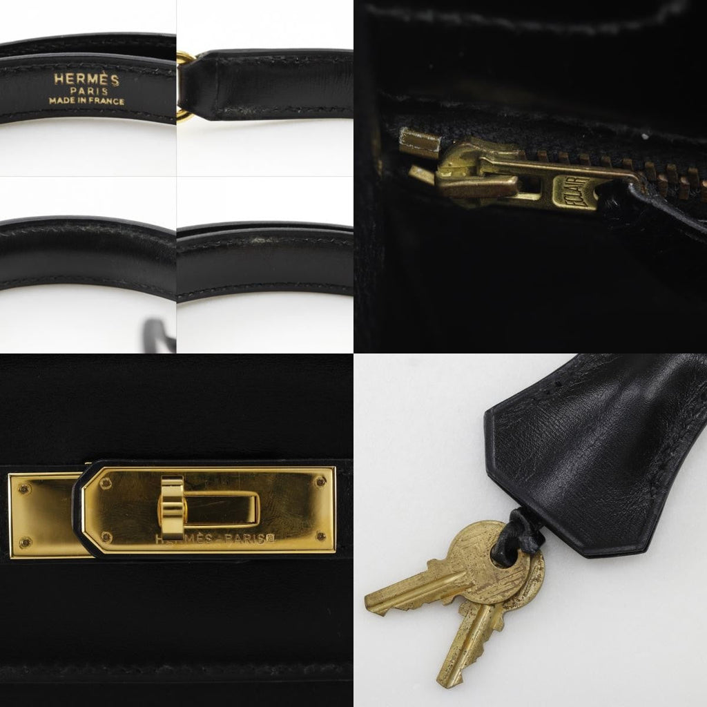 Kelly Handbag Black Box Calf with Gold Hardware 32