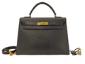 Kelly Handbag Black Ardennes with Gold Hardware 32