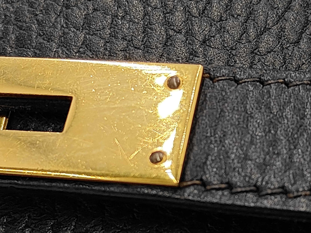 Kelly Handbag Black Ardennes with Gold Hardware 32