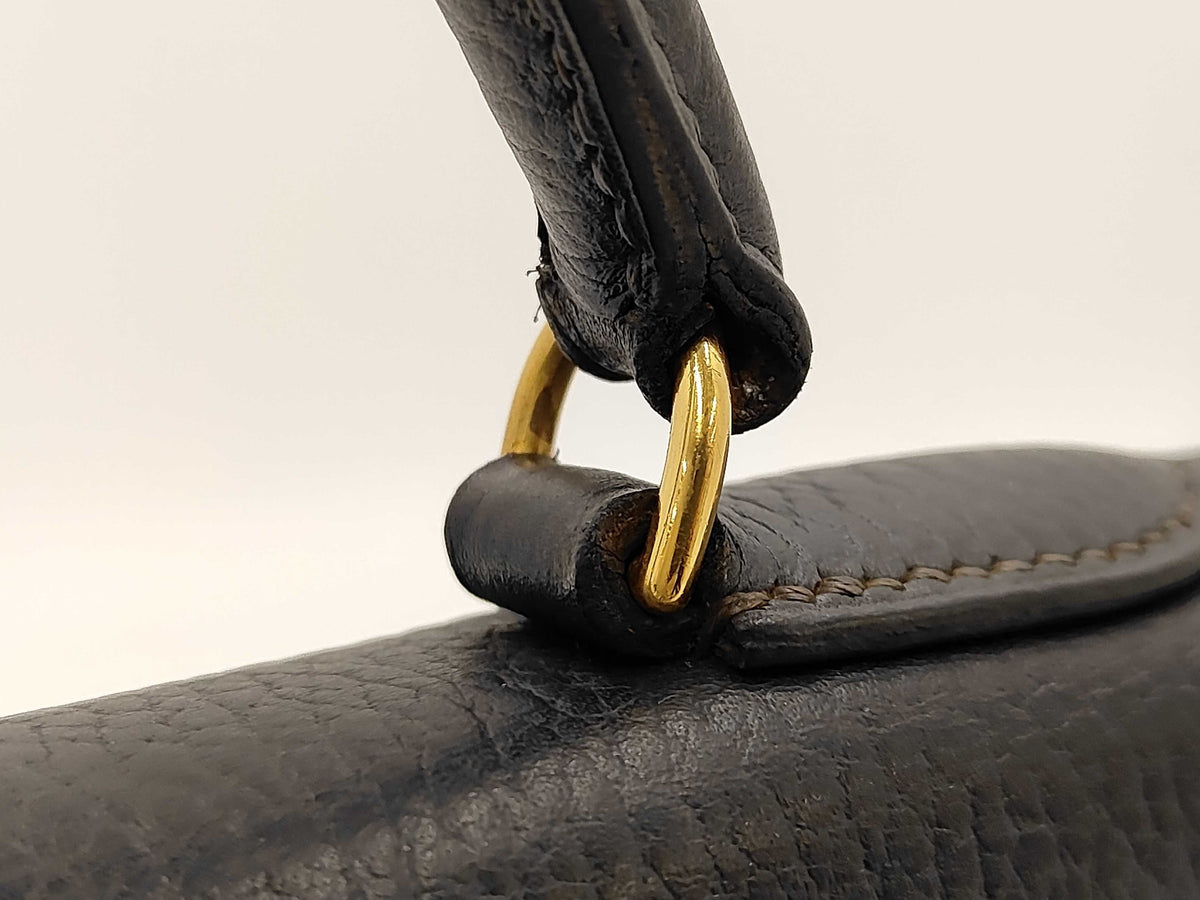 Kelly Handbag Black Ardennes with Gold Hardware 32