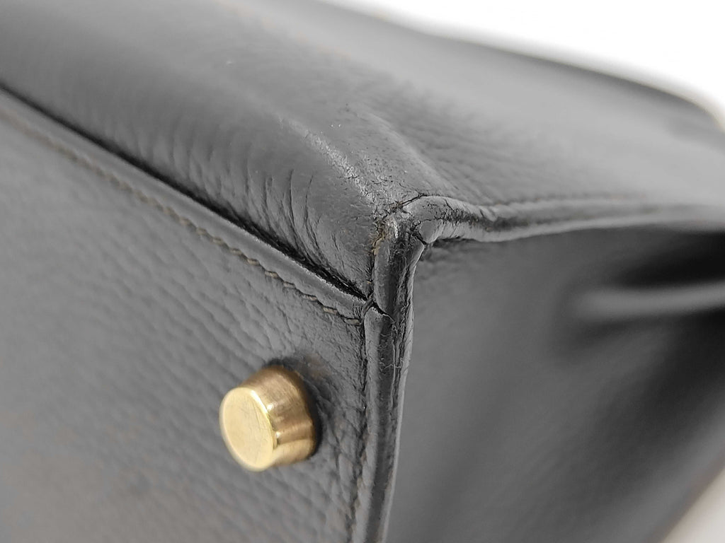 Kelly Handbag Black Ardennes with Gold Hardware 32